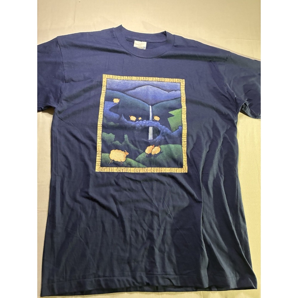 Vintage 90s Single Stitch Iceland Sheep T Shirt Screen Stars Size L
